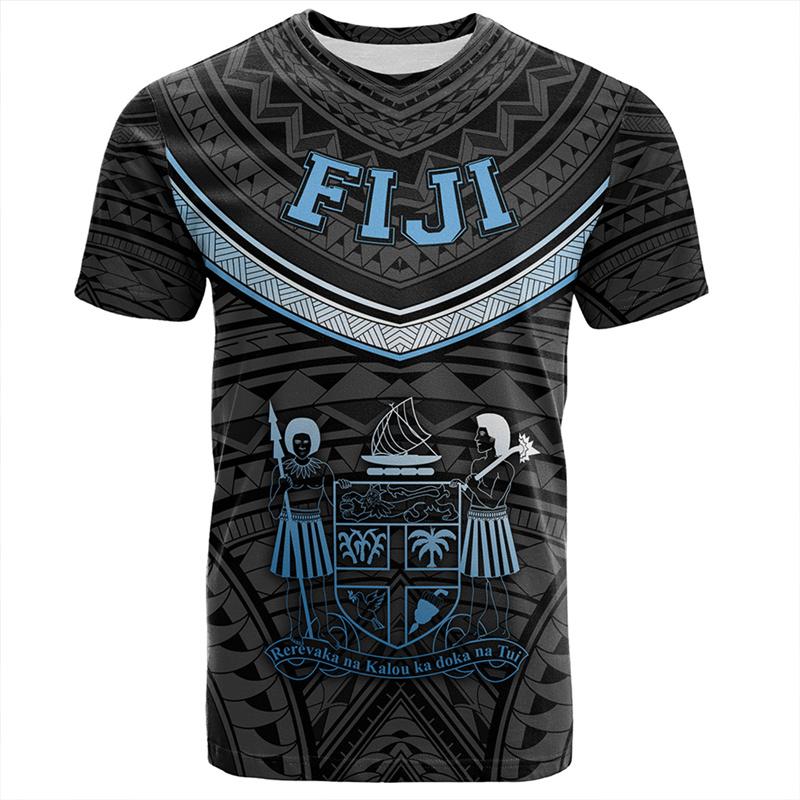 Fiji Polynesian 3D Print Men’s Oversized Round Neck Casual Short Sleeve Tee