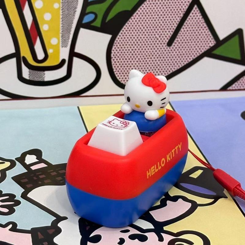 Cartoon Hello Kitty keyboard Pendant Kawaii Healing and Decompression Four Panel Button Keychain Backpack Pendant