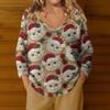 Women's Fashion Casual Long Sleeve Christmas Star Print V-Neck Top