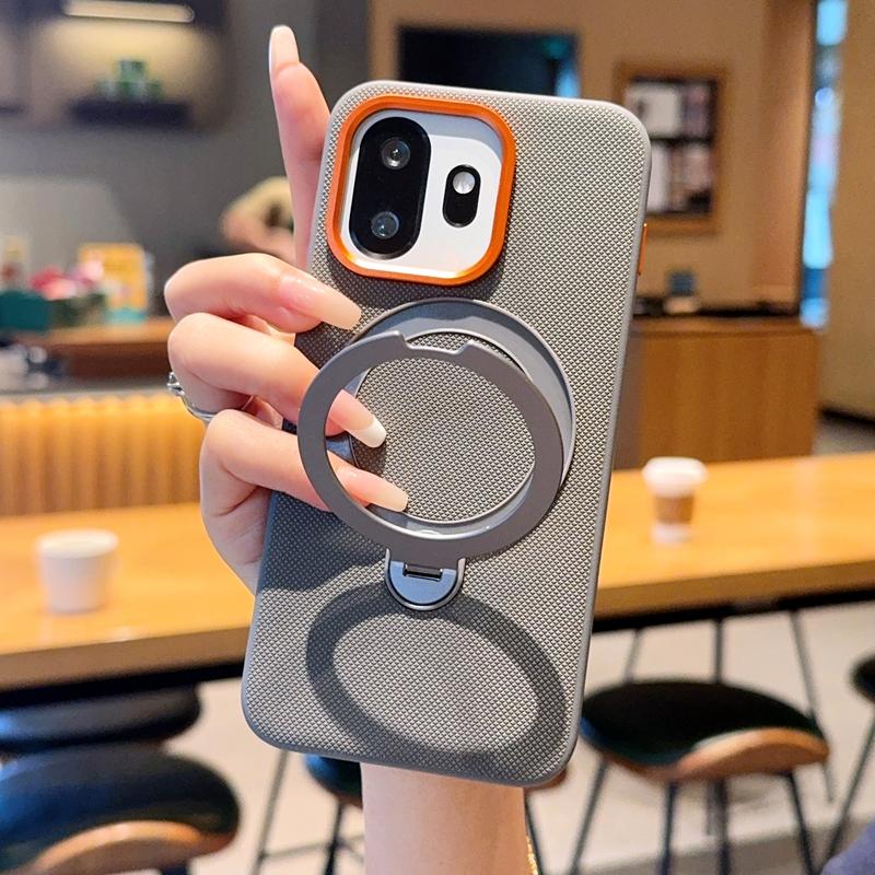 Phone Case For OnePlus 15T Magnetic Wireless Charger PC Hard Shell Protective Solid Color With Holder Back Cover