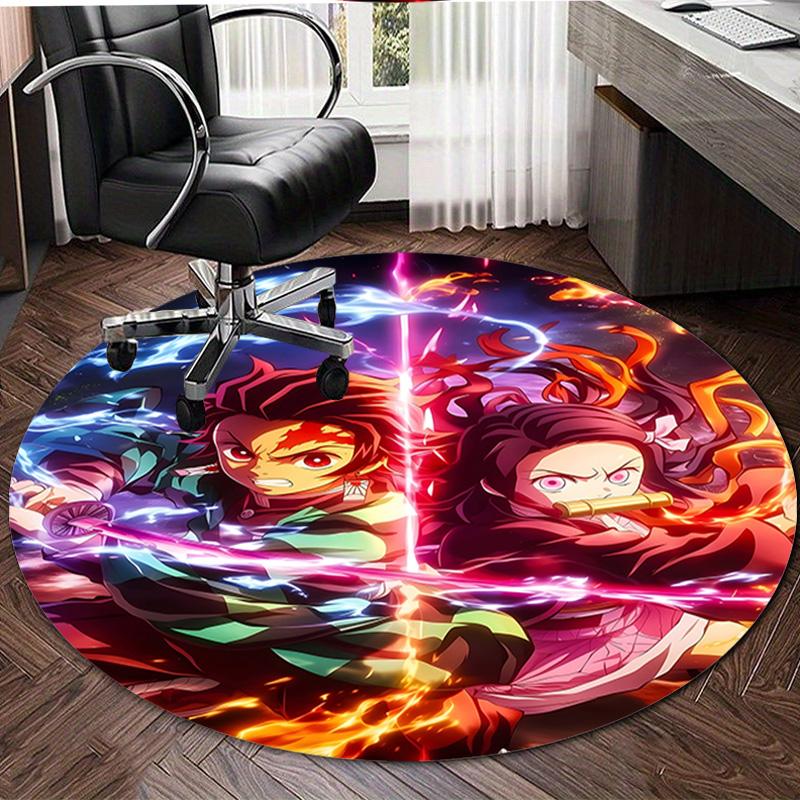 1pc Demon Slayer2 Design Printed Area Round Carpet for Bedroom Living Room Home Decor Rugs Mat Non Slip Mat Rug for Bedside