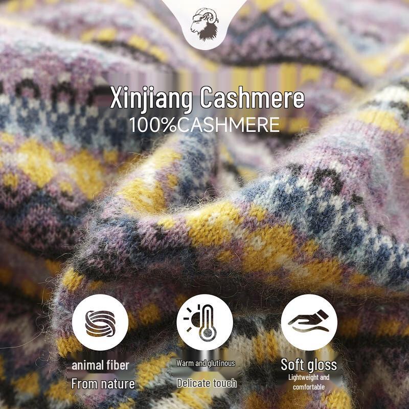Zhaojun Women's Retro Fair Isle Cashmere Pullover