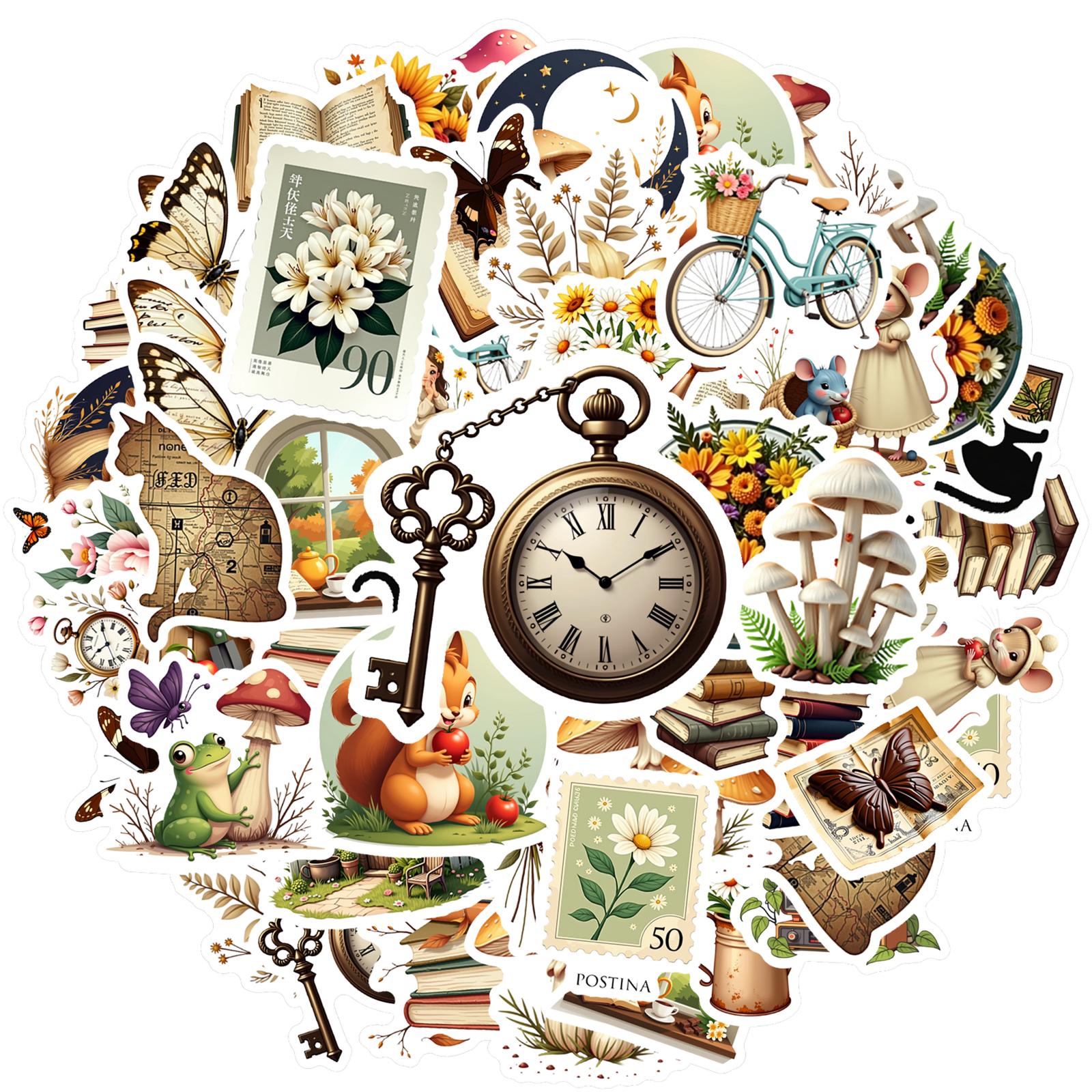 

35pcs Retro Stickers Aesthetic Hand Accounting Scrapbooking Decoration Decals Diy Material Stationery Graffiti Decals Supplies