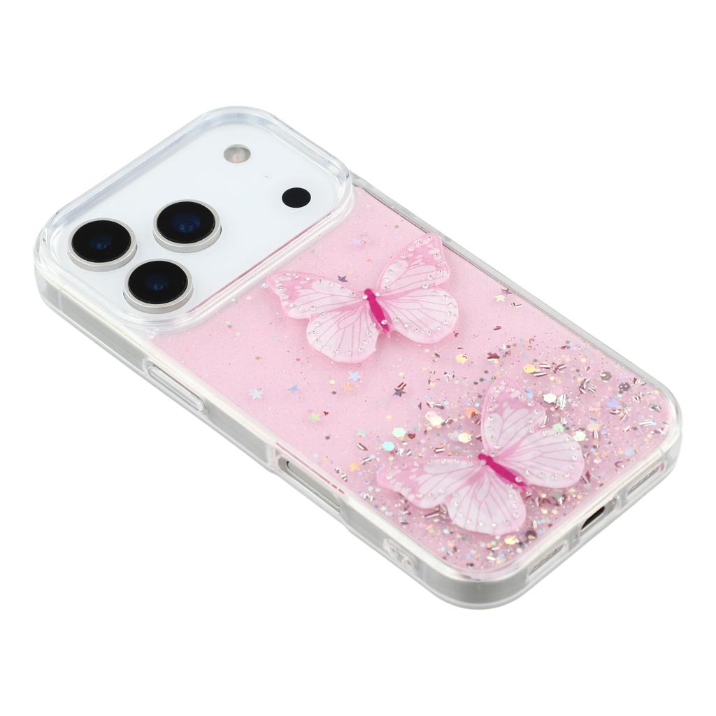 For iPhone 17 Pro Max Case Epoxy PVC Butterfly TPU Aesthetics Phone Cover