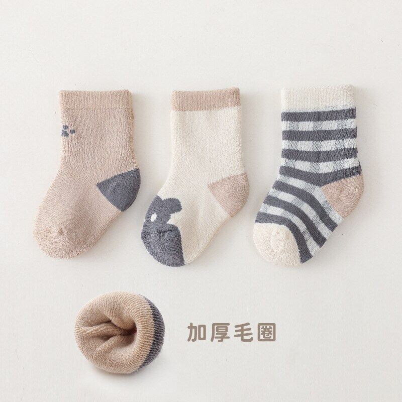 3Pairs/set Autumn New Style Thick Warm Baby Socks Newborn Baby Girl Boy Socks Children's Socks Infants for Winter
