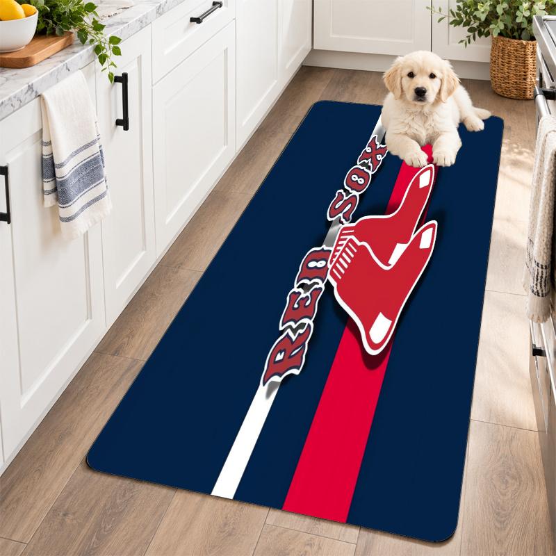 Flannel Kitchen Mat Boston Red Sox Soft Area Rug Non Slip Floor Carpet Home Decoration