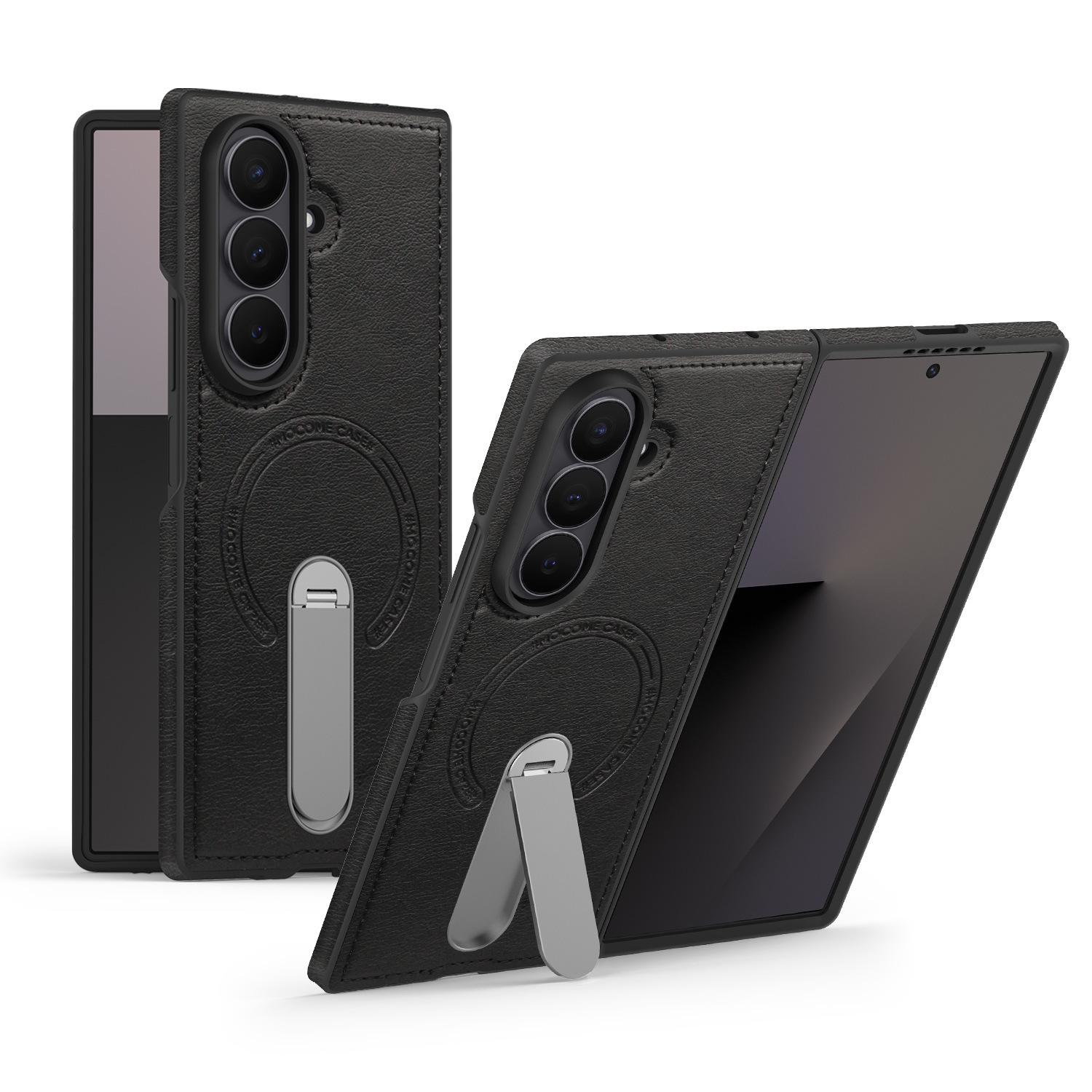 

Магнитный кожаный чехол-книжка Samsung Galaxy Z Fold 7/6 Armor Shield с металлическим вращающимся держателем For Samsung Z Fold7