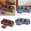 1/12 Scale 3 Seater Sofa Mini Couch Model Realistic Pretend Play Photo Props DIY Accs with Footrest
