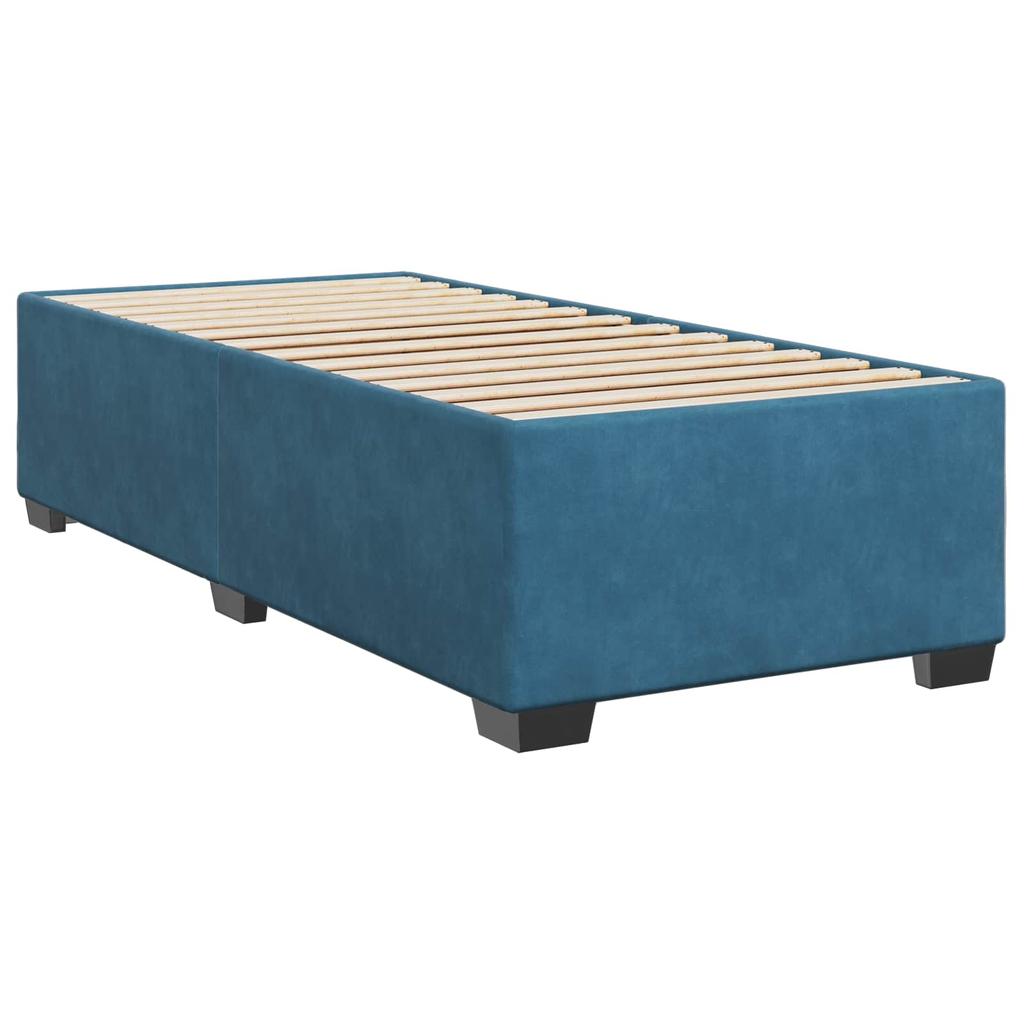 Box Spring Bed with Mattress and Headboard Blue 80 X 200 Cm Velvet
