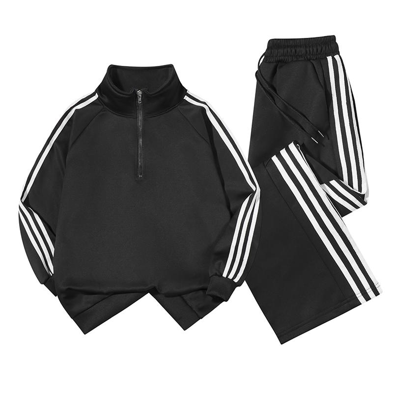 

Мінімалістичний набір Чоловіча бейсбольна футболка Кардиган зі стійкою Костюм для активного відпочинку та спорту Чоловічий та жіночий комплект з двох предметів M чорний