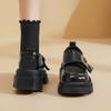 Platform year autumn and winter new retro British college style black jk small leather shoes