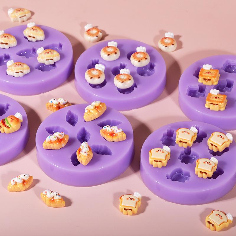 Mini Food Grade Silicone Mold Hamburger Cheese Bread Fries Shaped Diy Dropped Silicone Mold Handmade Decorating Jewelry Tool