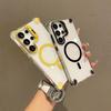 Applicable to Samsung s26ultra mobile phone case transparent magnetic suction s25u lens holder four corners anti-drop 24u protective case