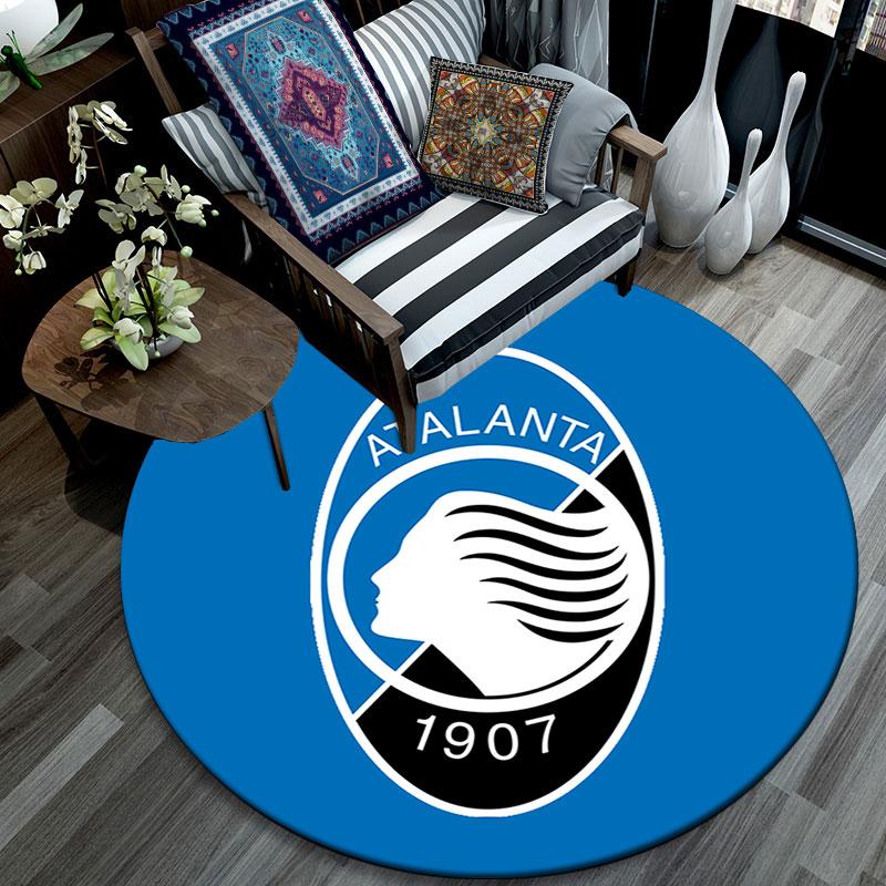 Atalanta BC Printed Round Rug, Non Slip Washable Circular Carpet For Living Room Bedroom Playroom, Sports Fan Decor, Holiday Birthday Gift