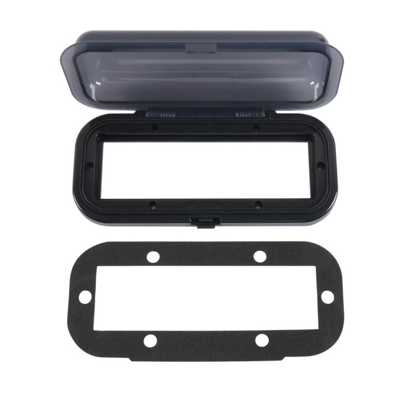 Gray Plastic Marine Radio Panel Cover with Rounded Profile and Visible Window Area for Boat Receiver Face Coverage in Marine Installations, 1 Set