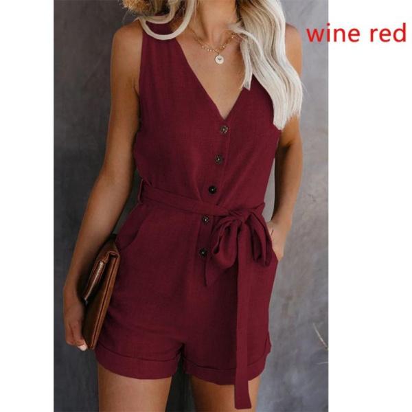 Sommer Damen Casual Schleife Jumpsuit V-Ausschnitt Tanktop Shorts Mode Damen Sommerbekleidung mit Taschen Overalls Reine Farbe Jumpsuit für Damen