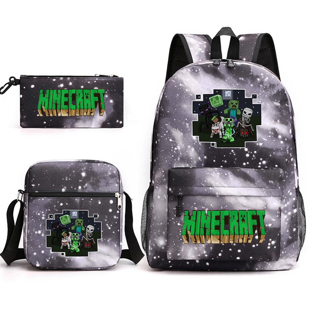 Minecraft Schooltas Game Merchandise Student Grote Capaciteit Print Drie Delige Schooltas Mannen En Vrouwen
