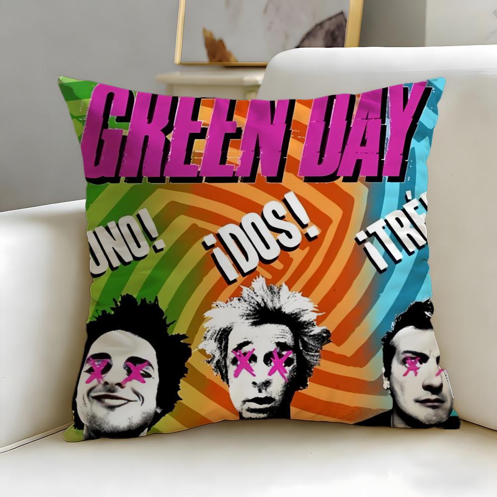 Stylish Ggreen Dayful Cushion Cover Soft  EasyWash Pillow Case  Versatile for Couch Bed Travel and Office