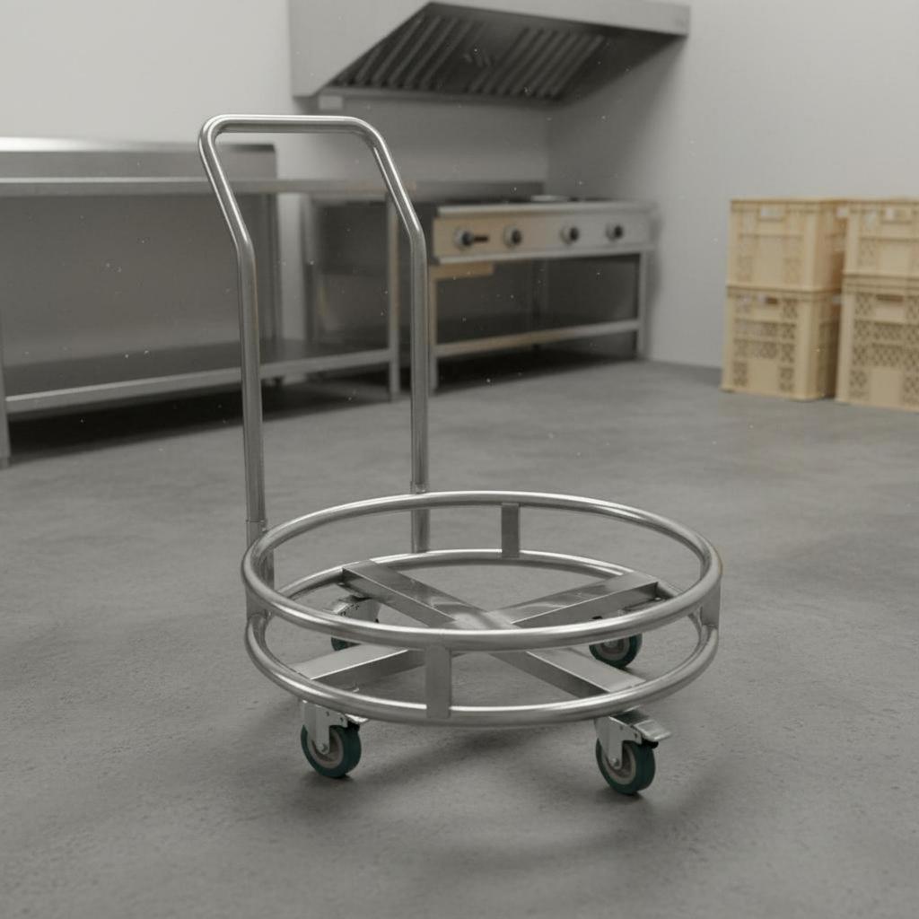 Stainless Steel Soup Bucket Cart Wheeled Insulated Trolley Food Service