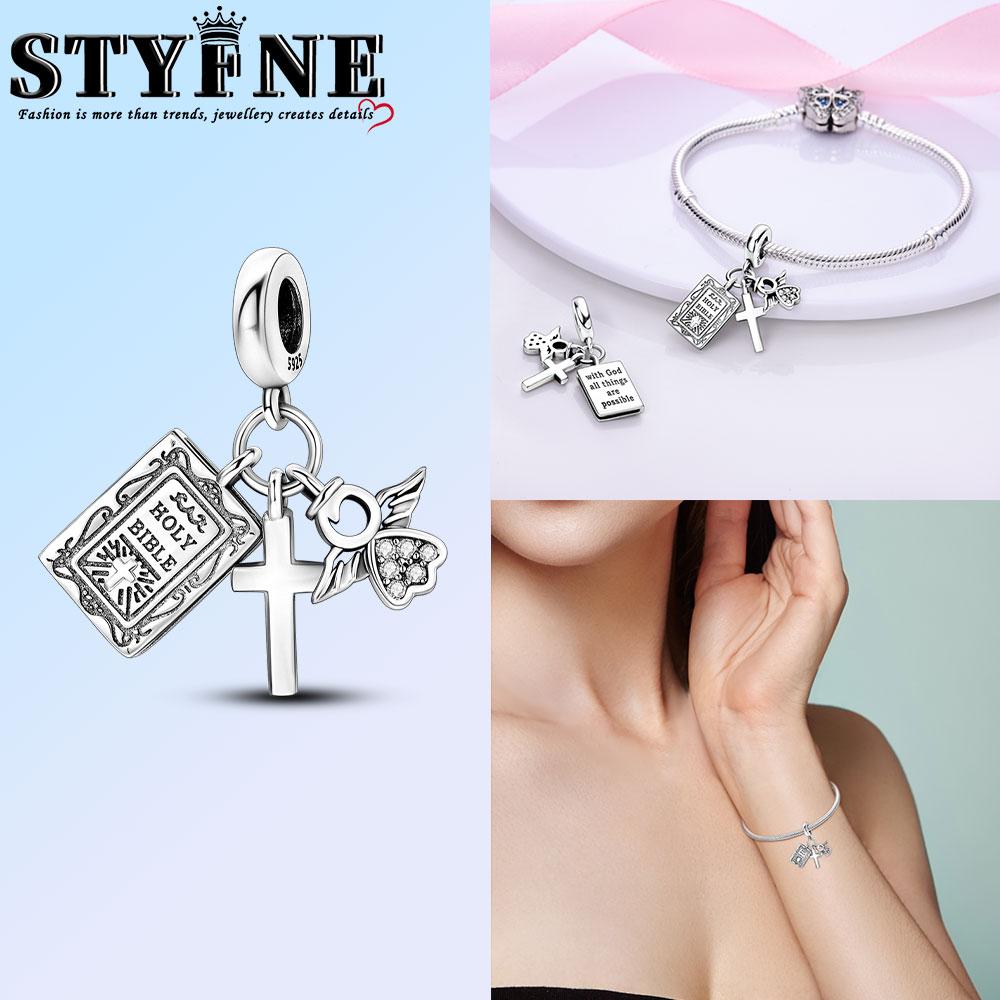 Classic Copper Holy Angel Cross Charms Beads Pendants For Women Fit Original Bracelets Diy Jewelry Gift