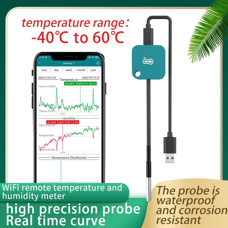 jaalee JHT-UP WiFi Temperature/Humidity/Dewpoint/VPD  Thermometer/Hygrometer Refrigerator Freezer ±0.2℃ ±2%  Alarm Alerts