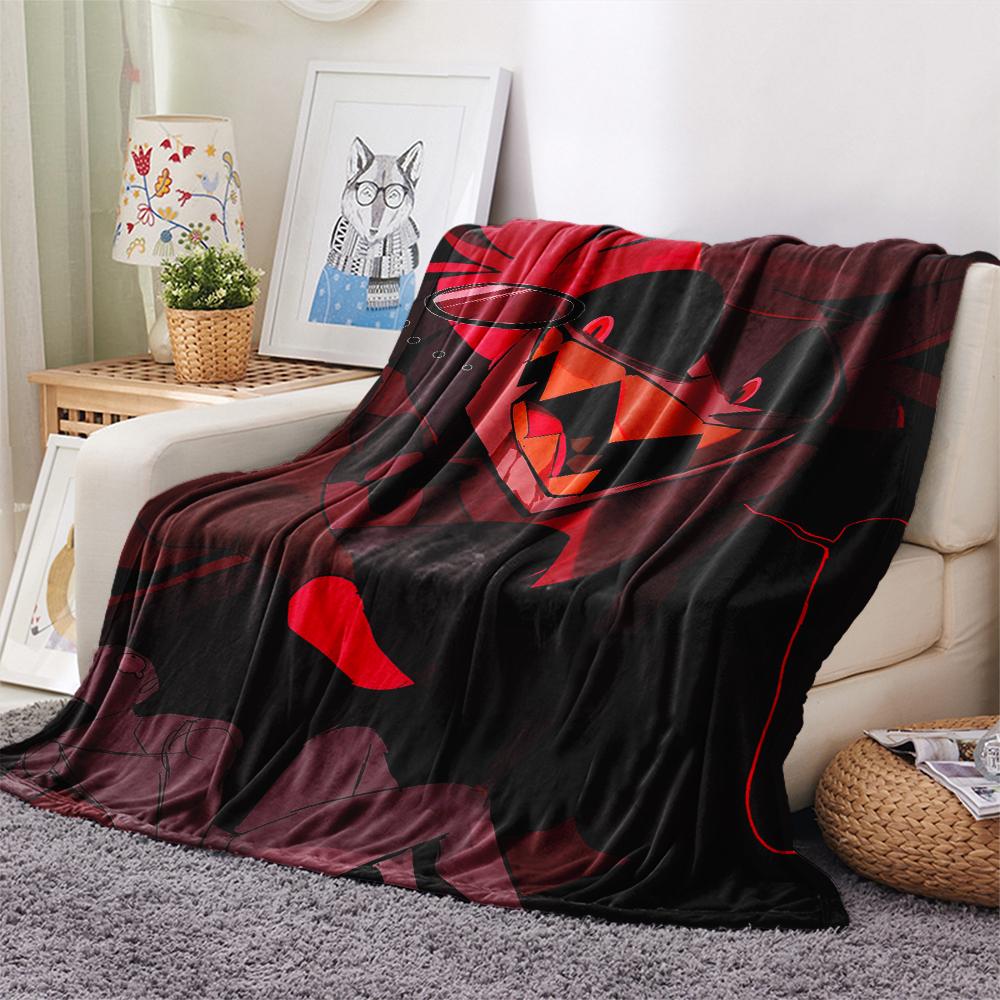 1Pc Alastor Anime Print Flannel Blanket, High quality Comfortable for All Seasons, Home Decor, Warmth and Comfort, Perfect for Christmas Gifts 55