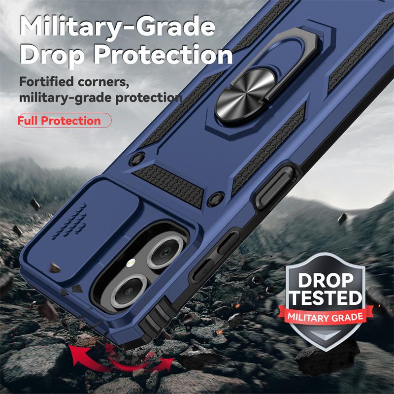 For Samsung Galaxy A07 Case Slide Lens Protector Armor Phone Cover for Sumsung A07 A 07 GalaxyA07 4G Ring Stand Shockproof Funda