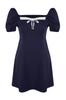 Women's Style Plus Size Navy Blue Woven Collar Detailed Dress