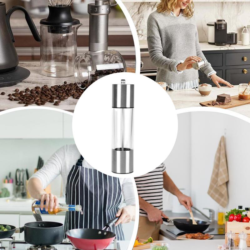 Pepper Mill Grinder Manual Pepper Mill Adjustable Grinder Adjustable Coarseness Stainless Steel Pepper Mill Refillable Salt