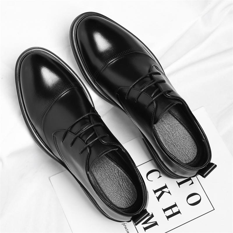 High-Quality Solid-Color Leather Oxford Formal Shoe Business Breathable Office Casual Shoes  Anti-Slip And Durable Walking Shoes