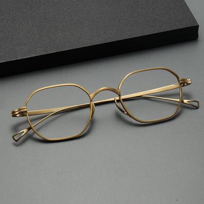 Retro Pure Titanium Unisex Myopia Glasses Frame - High Prescription, Small Square Polygon Frame