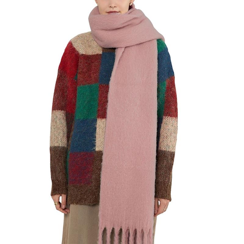 Winter Thick Warm Scarf Women Cashmere Shawl and Wraps Pashmina Neckerchief Bufanda Female Solid Tassel Echarpe Poncho