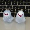 New Cute Resin Glowing Cartoon Ghost Keychain Halloween Rope Keyring Holder Charm for Bags Keys Creative Decoration Accessories