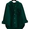 Autumn/Winter Plus Size Versatile Solid Color Long Sleeve Shirt - Korean Style