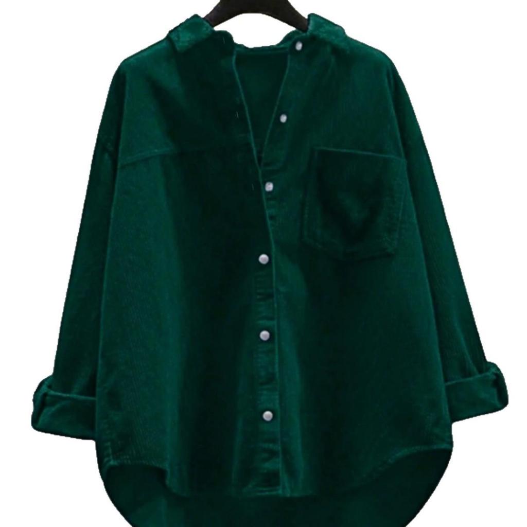 Autumn/Winter Plus Size Versatile Solid Color Long Sleeve Shirt - Korean Style