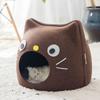 Cute Felt Cat Shape Bed Cats Semi Enclosed House for Cats Cartoon Sturdy and Non Collapsing Puppy Kitten Bed Pet Supplies Gifts