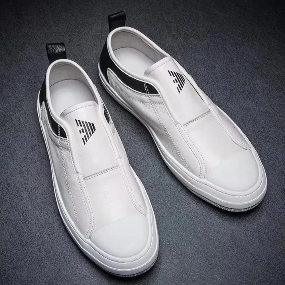 Men's Leather Casual Shoes Cowhide Designer Loafers Men New All-match Tide Shoes  Breathable Leather Business Casual Shoes Man