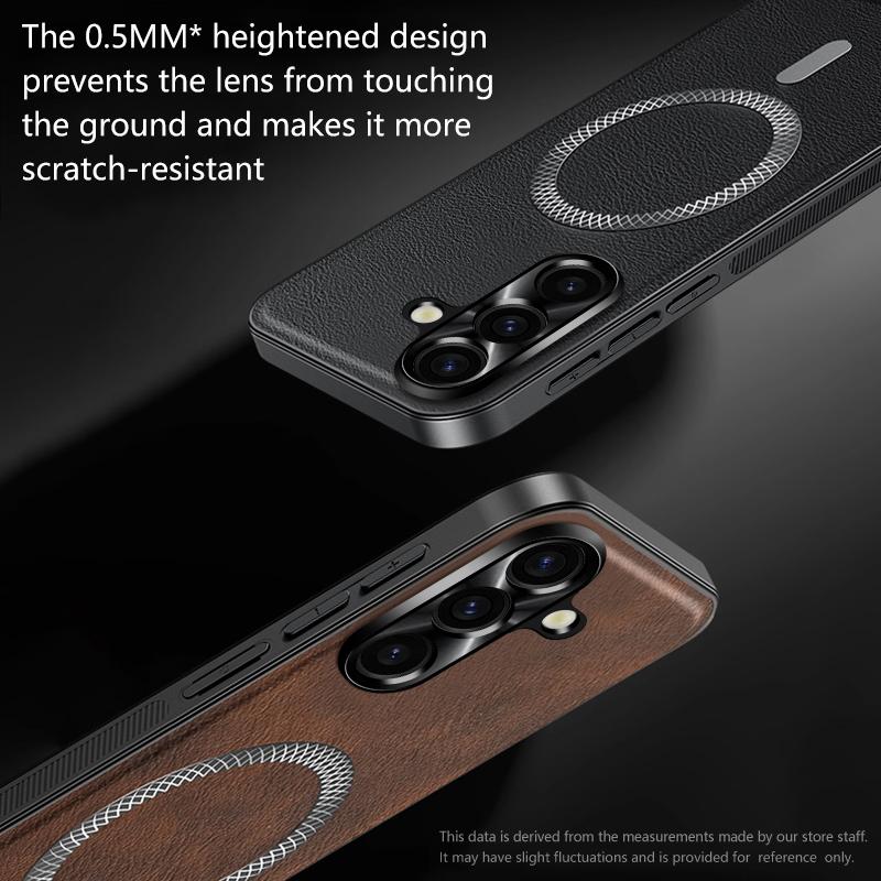 For Samsung Galaxy A56 Case Magnetic Elegant Leather Wear-Resistant Lens Fully Covered Non-Slip Grip Edge Cover Shell