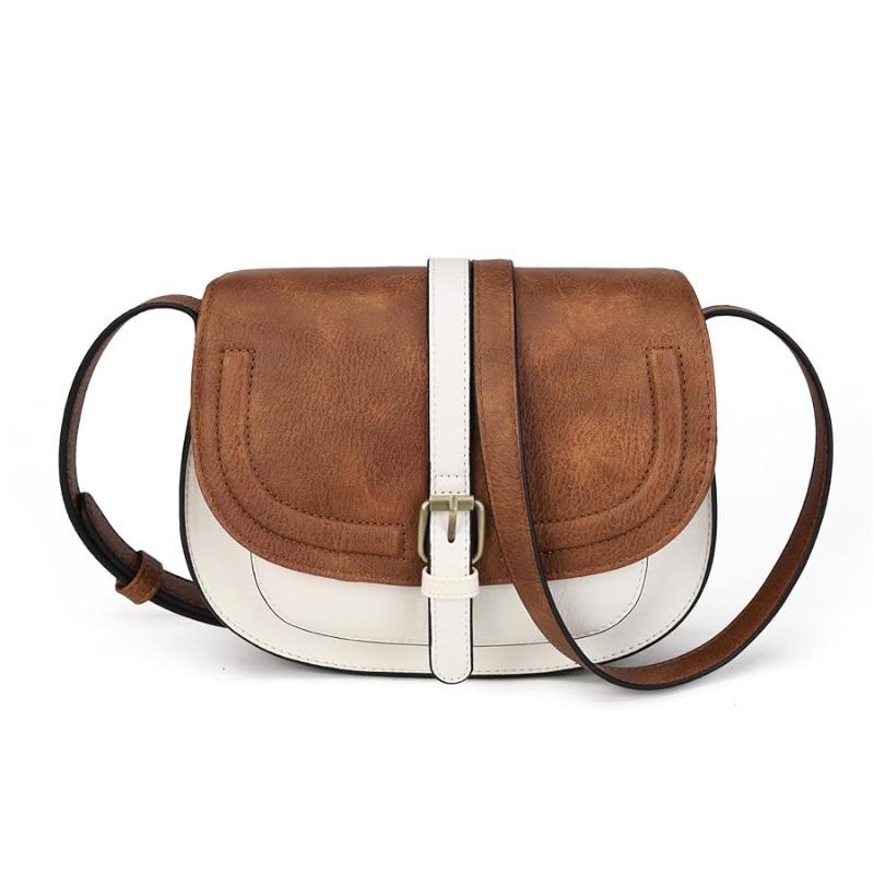 Hot-selling Hong Kong Style Retro Saddle Bag Women's Shoulder Messenger Bag European and American Versatile Women's Semi-round Bag Women