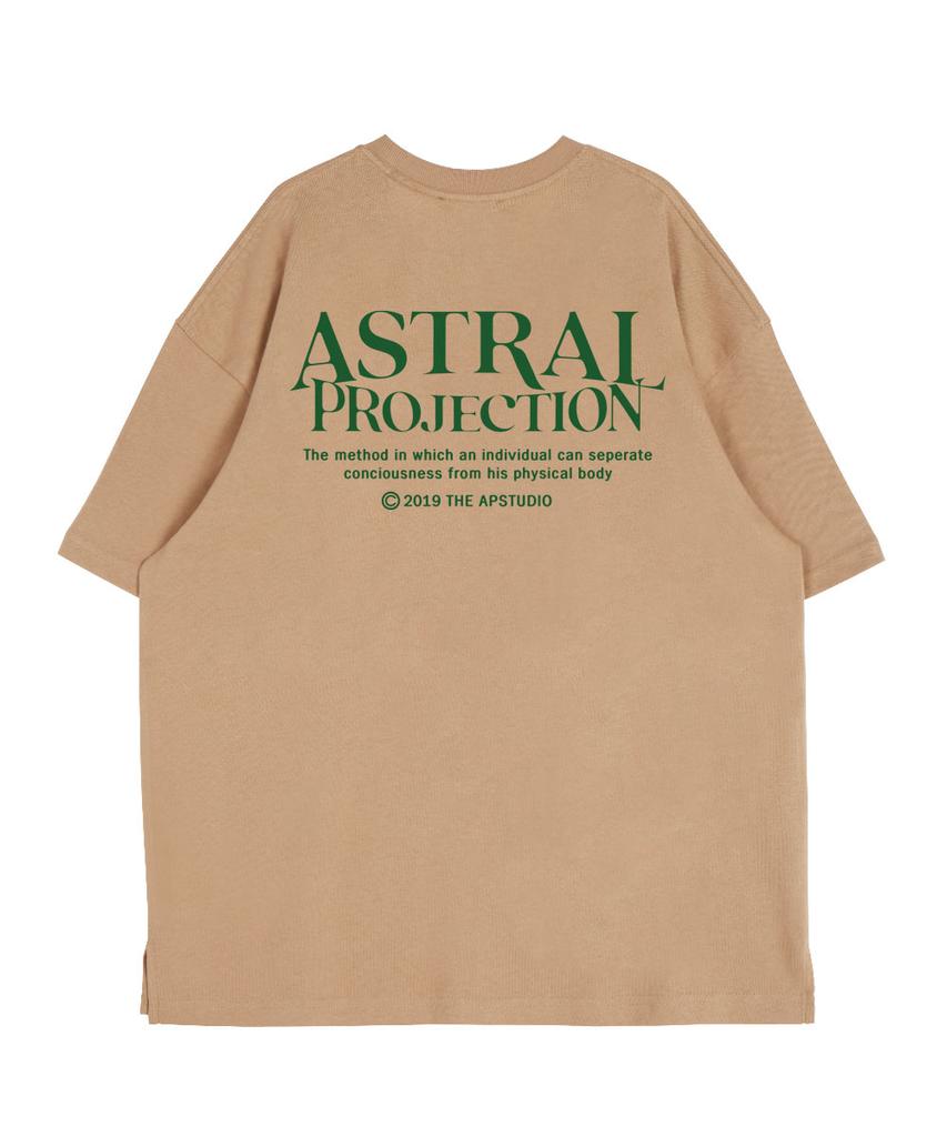 ASTRAL PROJECTION Gradient Lettering Round Neck 15-Count Cotton Short Sleeve T-Shirt_Beige