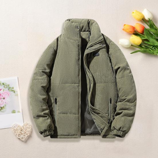 

Зимнее хлопковое пальто с воротником-стойкой, толстый мягкий ветрозащитный теплый сплошной цвет, карманы с длинными рукавами, эластичные манжеты, застежка-молния, средней длины, мужское пуховое пальто