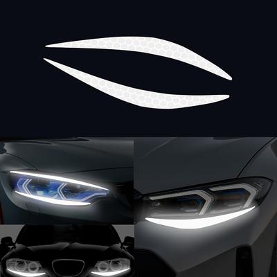 2pcs/1pair Reflective Eyeliner Car Headlight Eyebrow Stickers Waterproof Front Light Safety Warning Decals Creative Decoration
