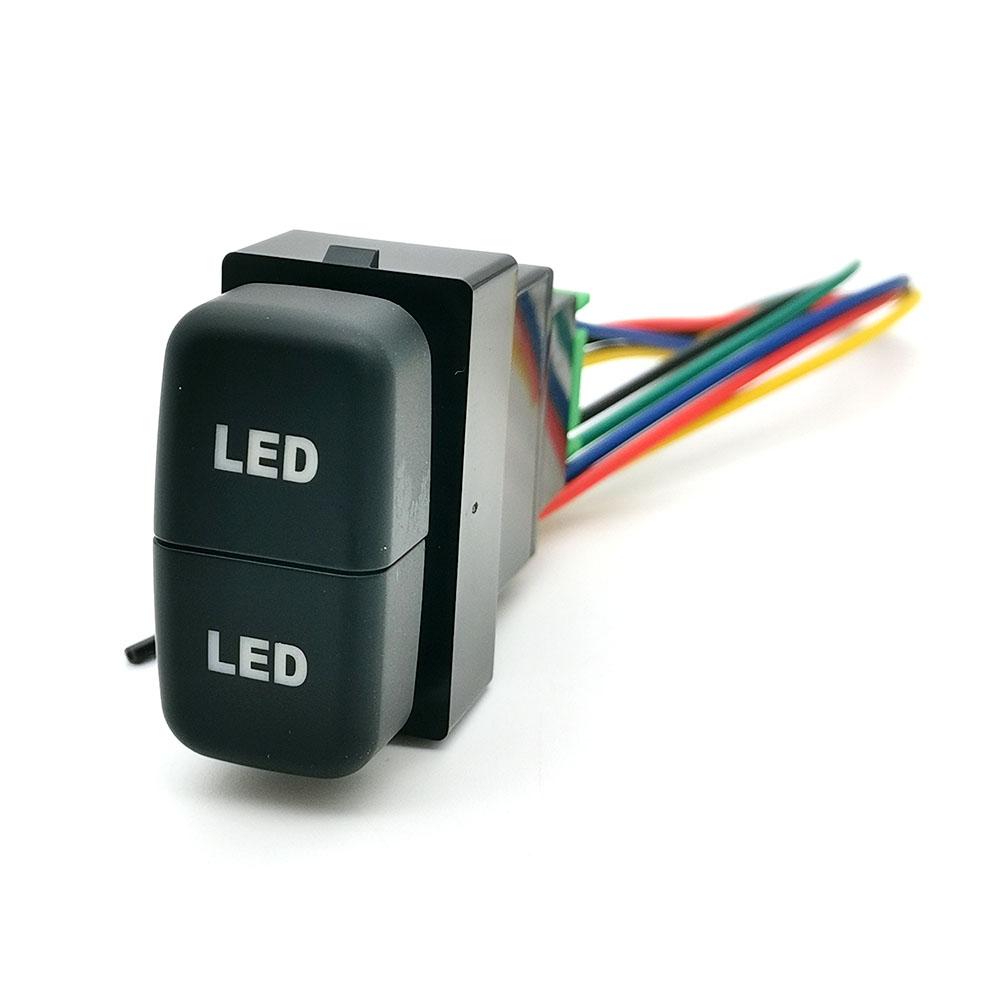 1PC Dual Switch LED Power Fan Front Rear Light Switch Button with wire For Mitsubishi Pajero V73 V93 Lancer Outlander ASX L200