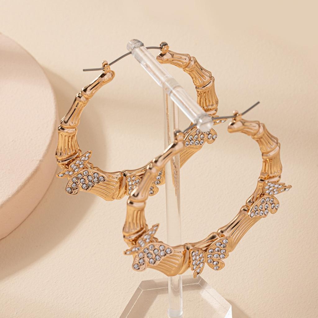 1 Paar Retro Große Creolen, Exquisite Glatte Geprägte Geschnitzte Muster Ästhetische Ohrringe