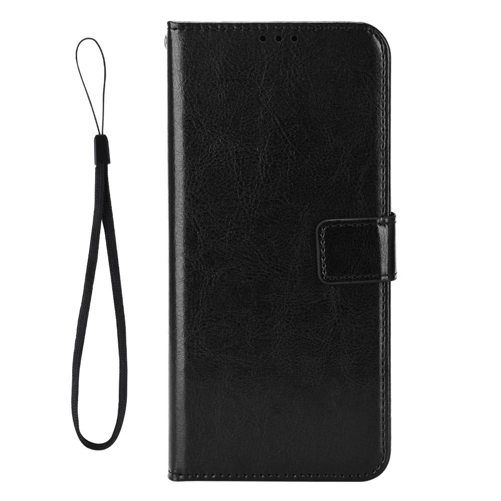 For Blackview Shark 6/Oscal Tiger 8 PU Leather Case with Strap Crazy Horse Texture Phone Wallet Cover