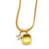 Women's Chinese-Style Brushed Gold Square Pendant Necklace: Simple, Luxurious, Versatile Clavicle Chain Jewelry