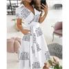 Summer Vintage Rainbow Striped Print Button Up Shirt Dress Women Casual Elegant Long Maxi Dresses Ladies Short Sleeve