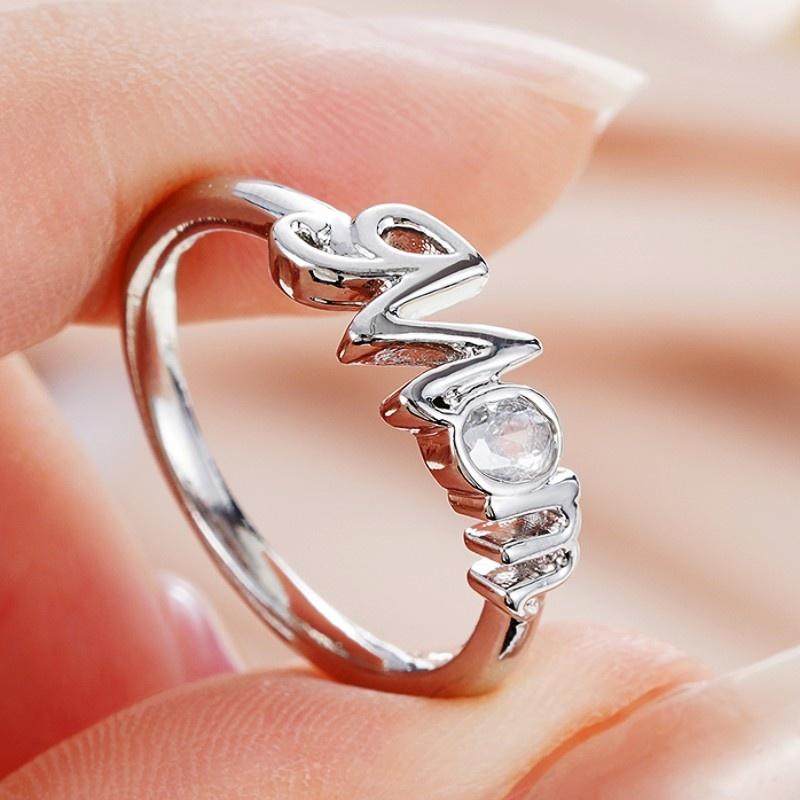 

CAOSHI Copper Color Letter Design Ring for Women Elegant Accessories Daily Wearable Ring Mother s Day Statement Zircon Gifts 6