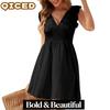 Women's Fashion Summer Spring Solid Color Print  V-Neck Sleeveless Casual Dresses