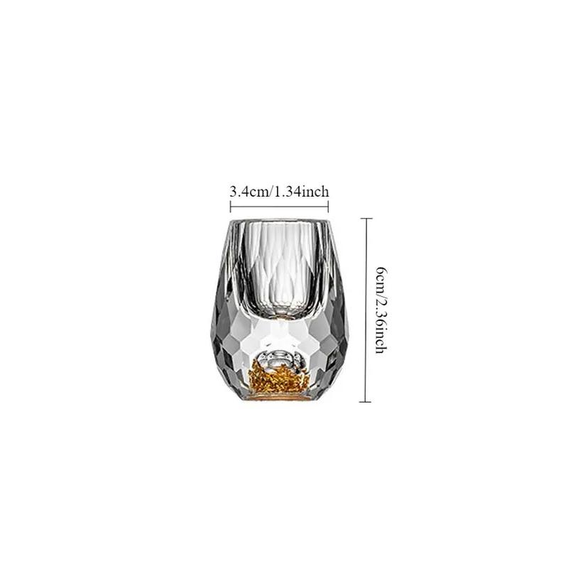 

15ml/50ml Gold Foil Wine Glass Creative Diamond Carved Wine Glass Whiskey Brandy Cups Exquisite Foreign Wine Glass Bar Drinkware 1pcs